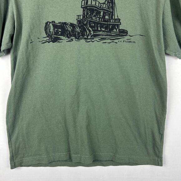Filson Boat Short Sleeve Crew Neck Shirt Smoke Green Made in USA Men's Size M - Picture 3 of 10
